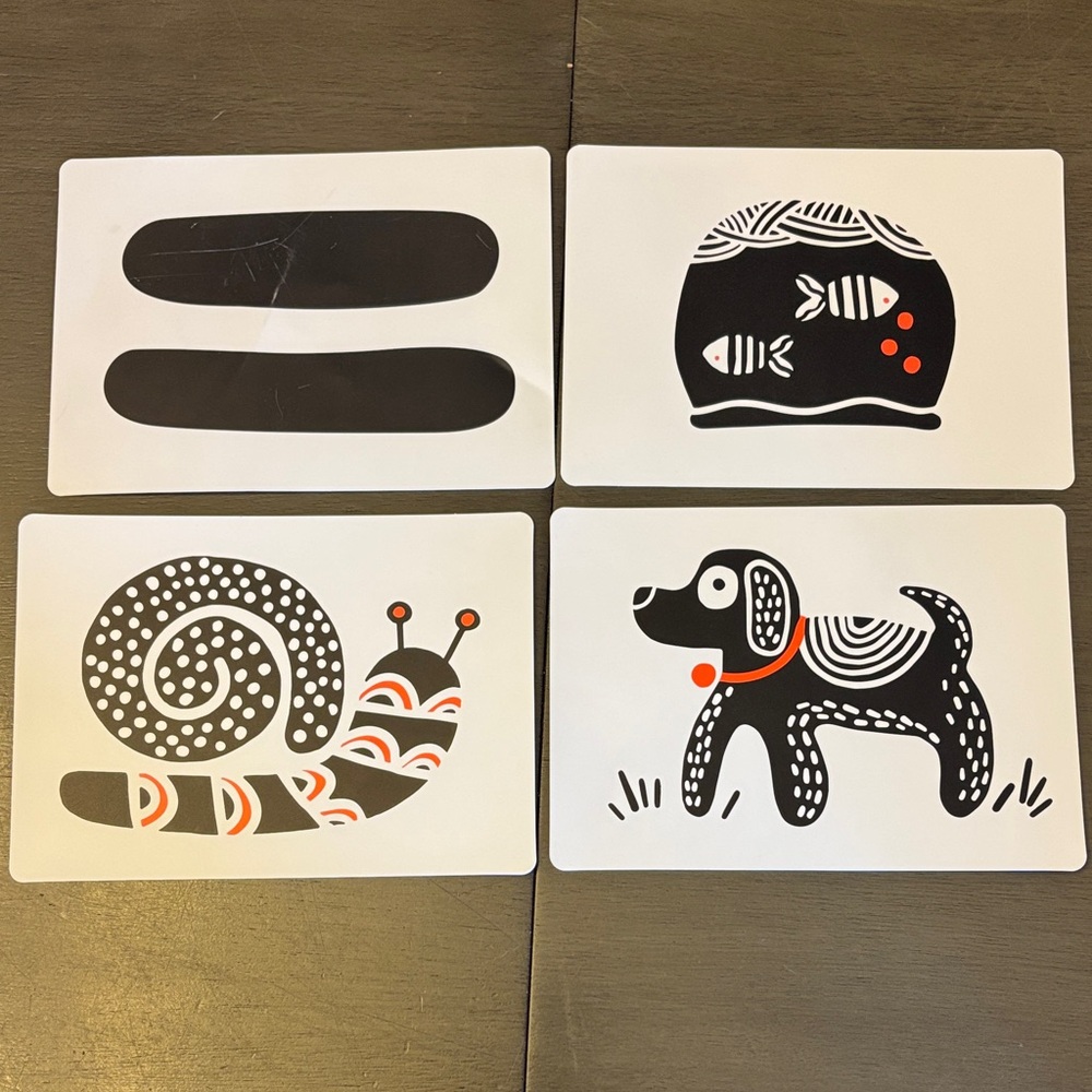 Set of 4 Black and White Animal Art Placemats